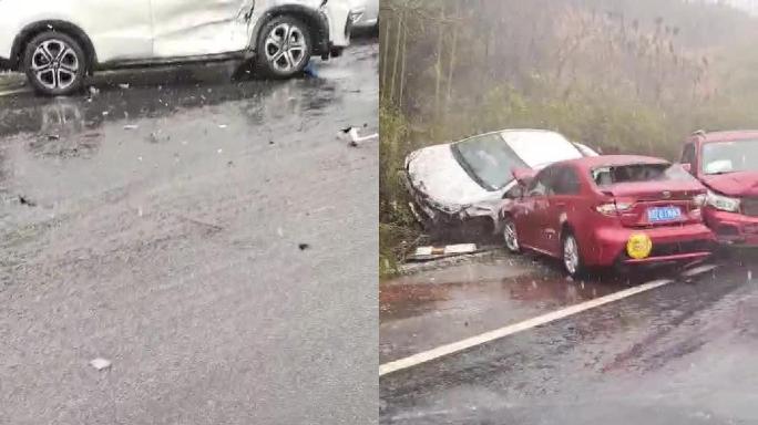 阴雨绵绵高速公路五百米内连续8起接通事故