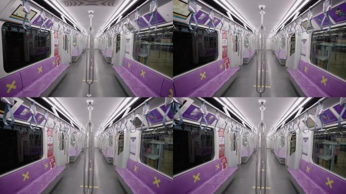 泰国曼谷夜间列车地铁内特色紫色