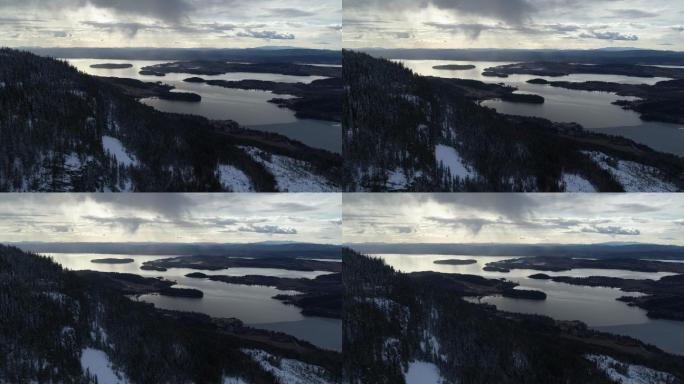 挪威冬季泰利福德鸟瞰图。