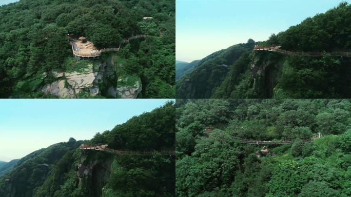 4K_山间吊桥旅游云台山航拍