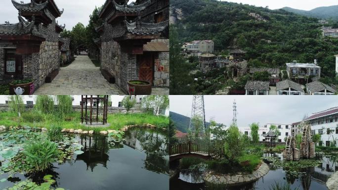 连云港八间房民宿古建筑池塘航拍4K