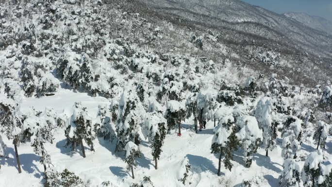 4K航拍杭州临安百丈岭雪景风光