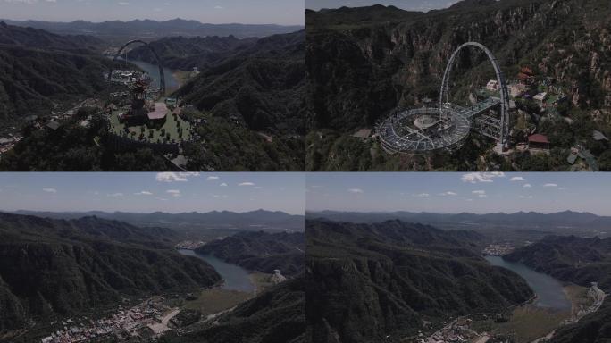 北京平谷石林峡飞碟观景平台玻璃栈道航拍3
