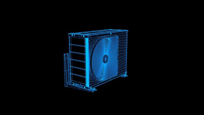 蓝色线框全息科技空调外机动画带通道