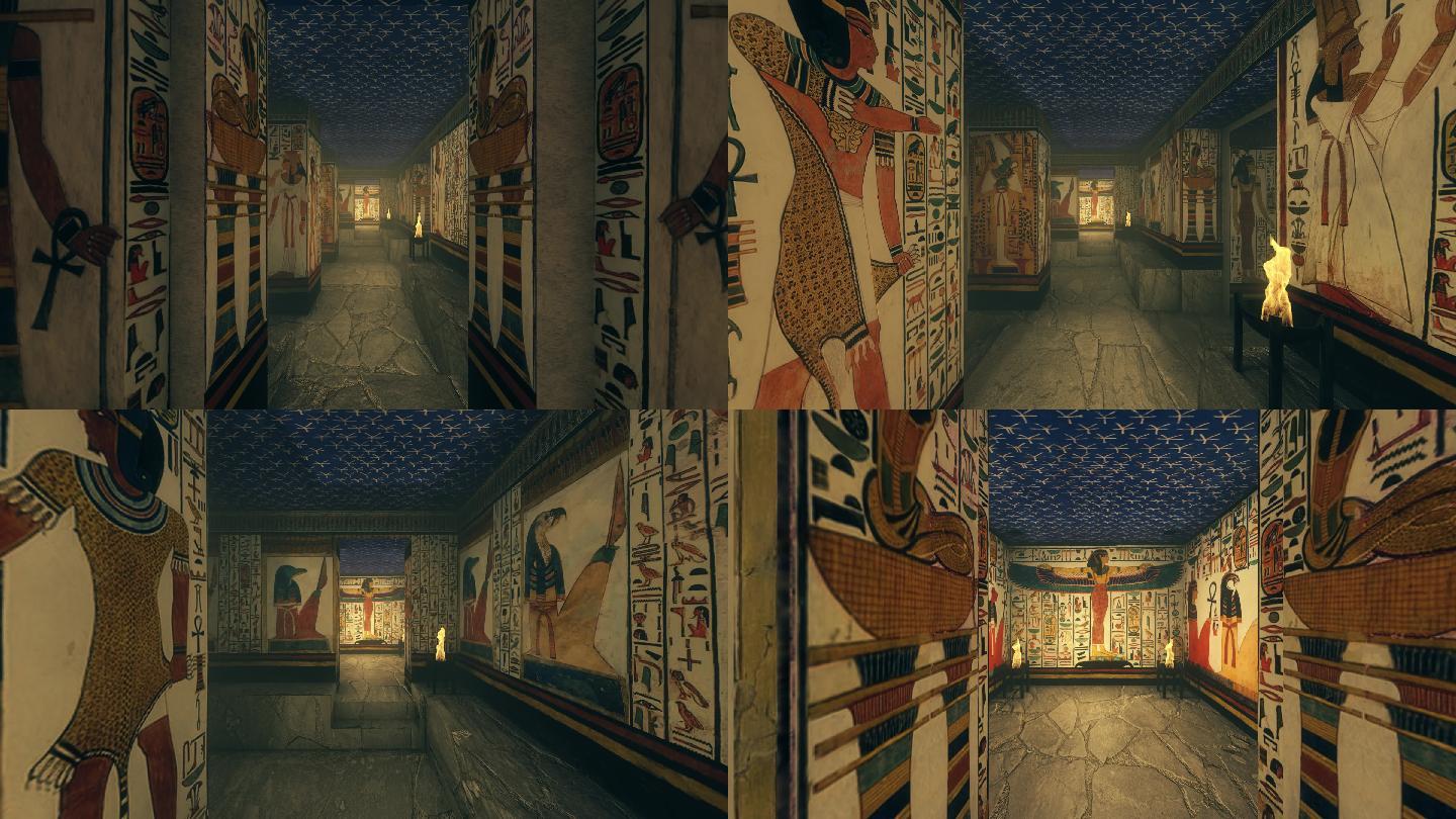 古埃及古墓壁画的3d渲染动画