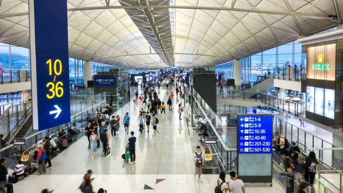 香港机场航站楼人流人群客流量