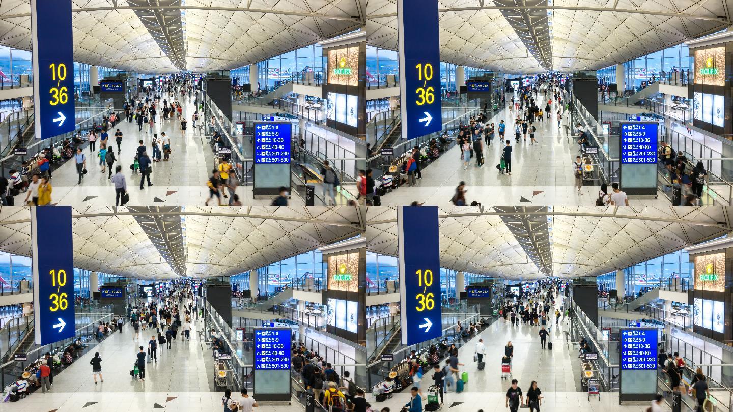 香港机场航站楼人流人群客流量