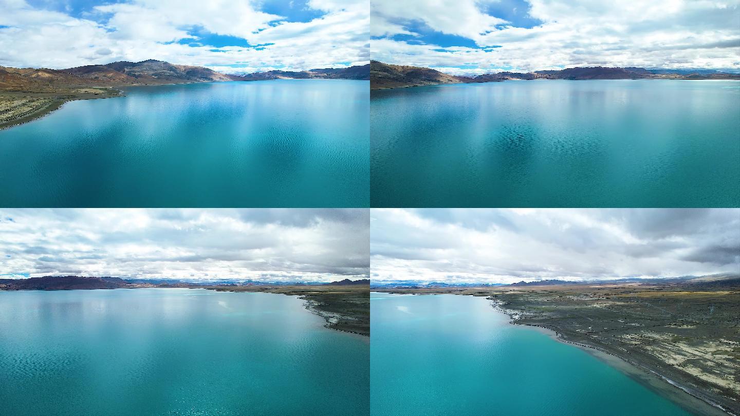 西藏佩枯措湖航拍高原湖泊雪山风景