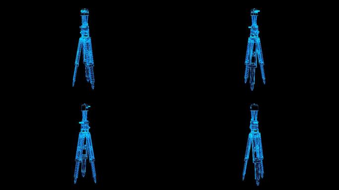 蓝色线框全息科技测绘仪动画带通道