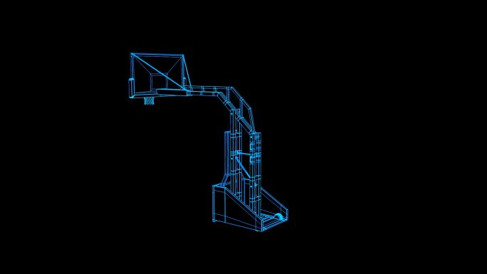 蓝色线框全息科技篮球架动画带通道