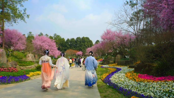 【4k】春天公园游览野餐赏花