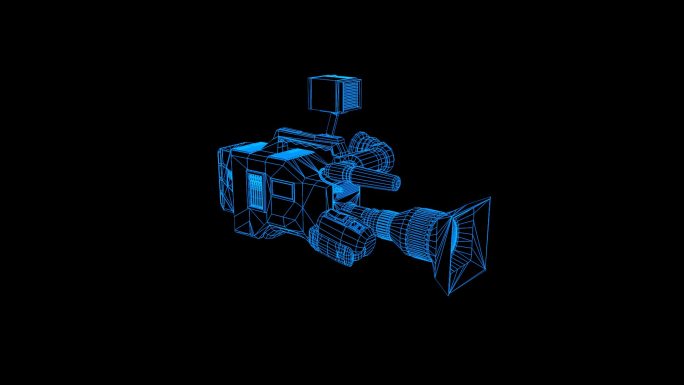 蓝色线框全息科技摄影机动画带通道