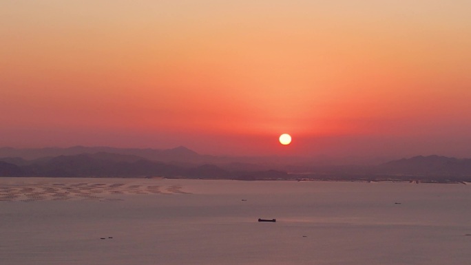 珠海海上夕阳航拍