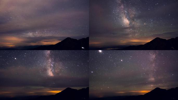 银河星空宇宙星系运动延时摄影8k