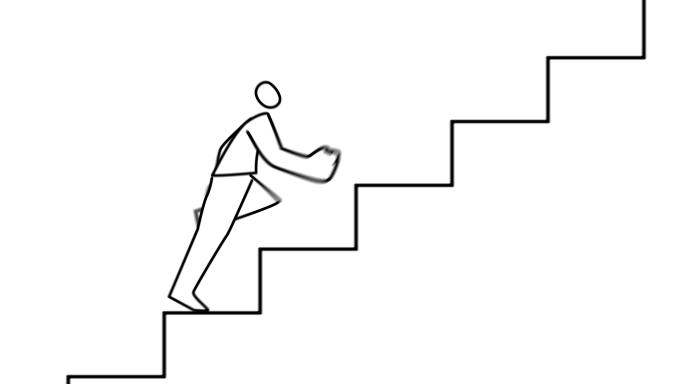 跑上楼的人二维攀登爬楼梯意境创意