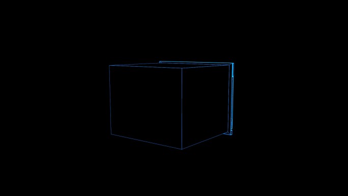 蓝色线框全息科技烤箱动画带通道