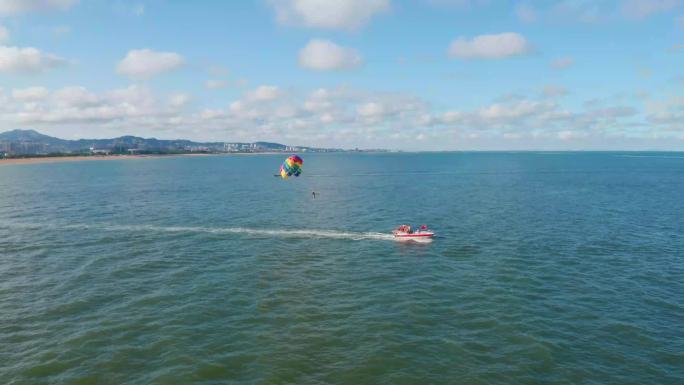 海边极限运动滑翔伞航拍 4K