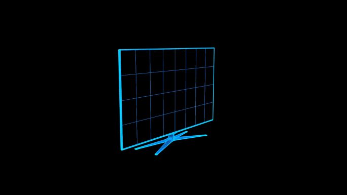 蓝色线框全息科技大屏显示器动画带通道