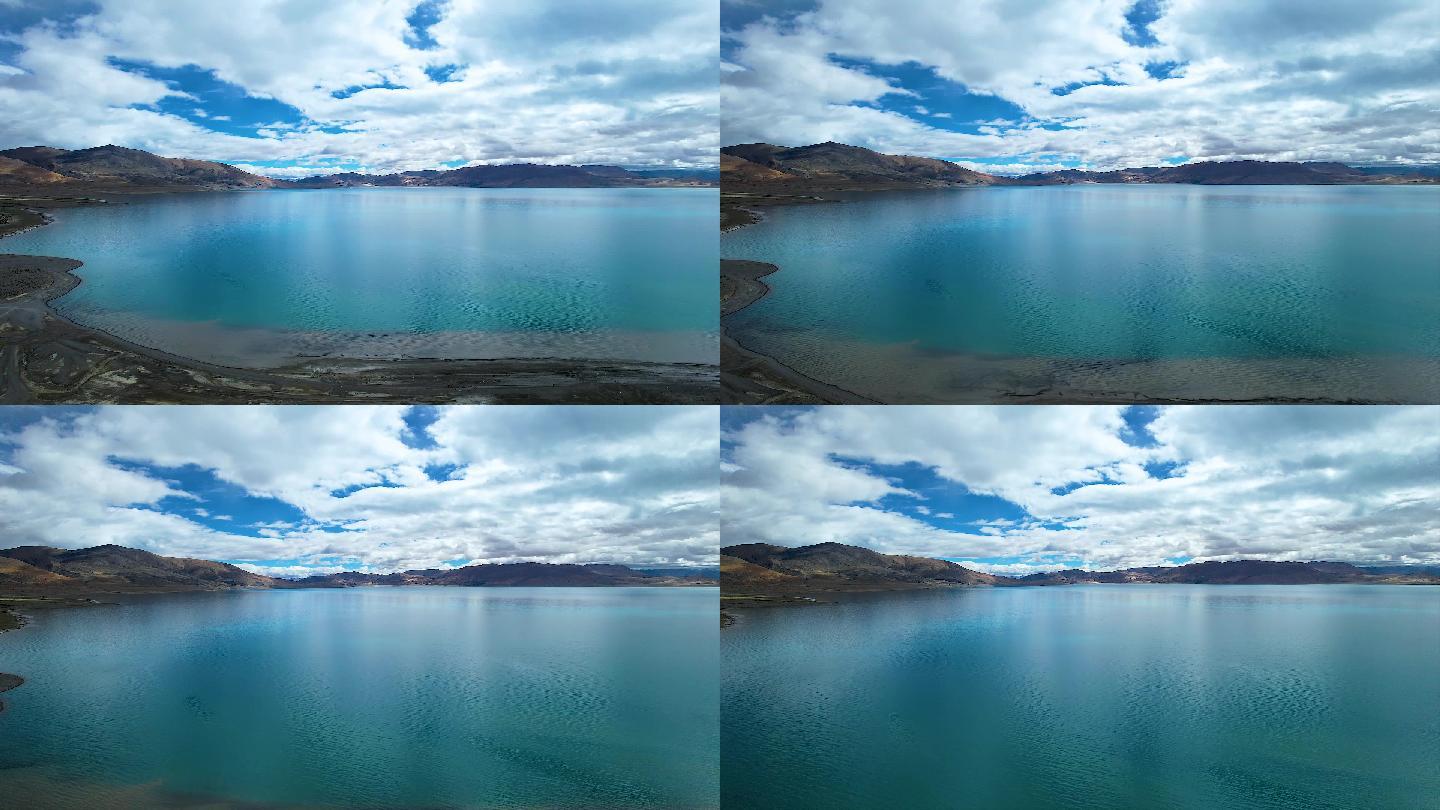 西藏佩枯措湖航拍高原湖泊雪山风景