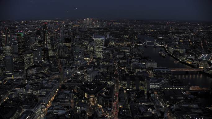 伦敦夜景万家灯火都市夜色高楼大厦建筑群房