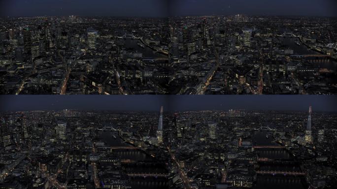 伦敦夜景万家灯火都市夜色高楼大厦建筑群房