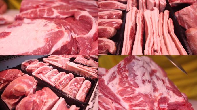 【镜头合集】肉类市场卖猪肉