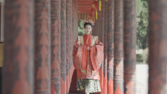 汉服中的中国女性古风古典中式宫廷宫殿