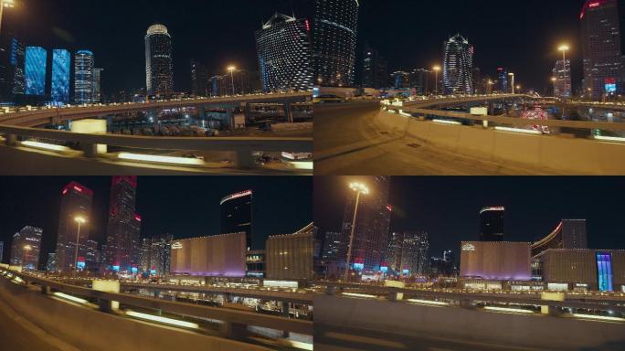 8K车载拍摄北京CBD夜景车拍城市道路