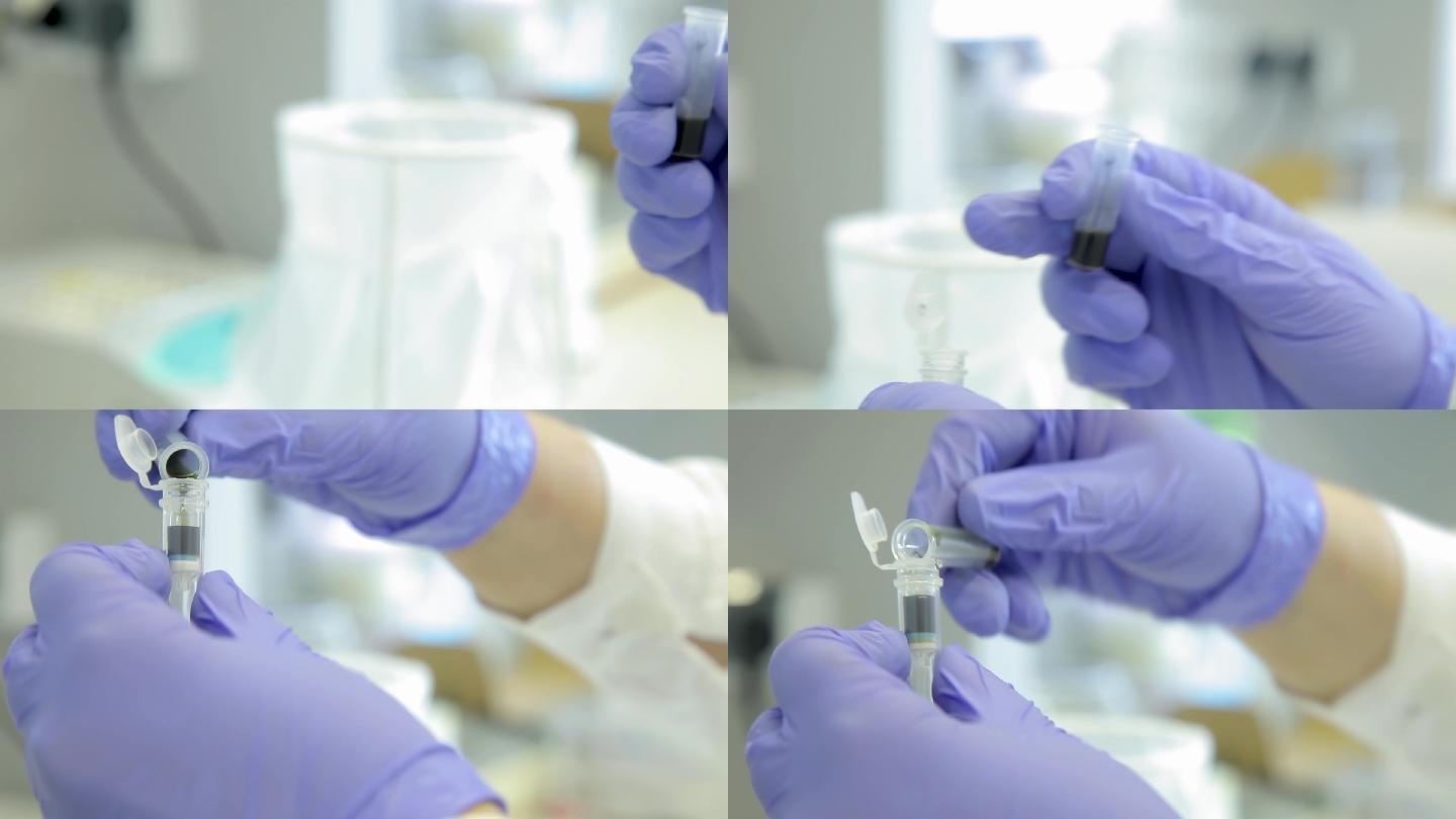 科学家在实验室从事各种血液样本测试