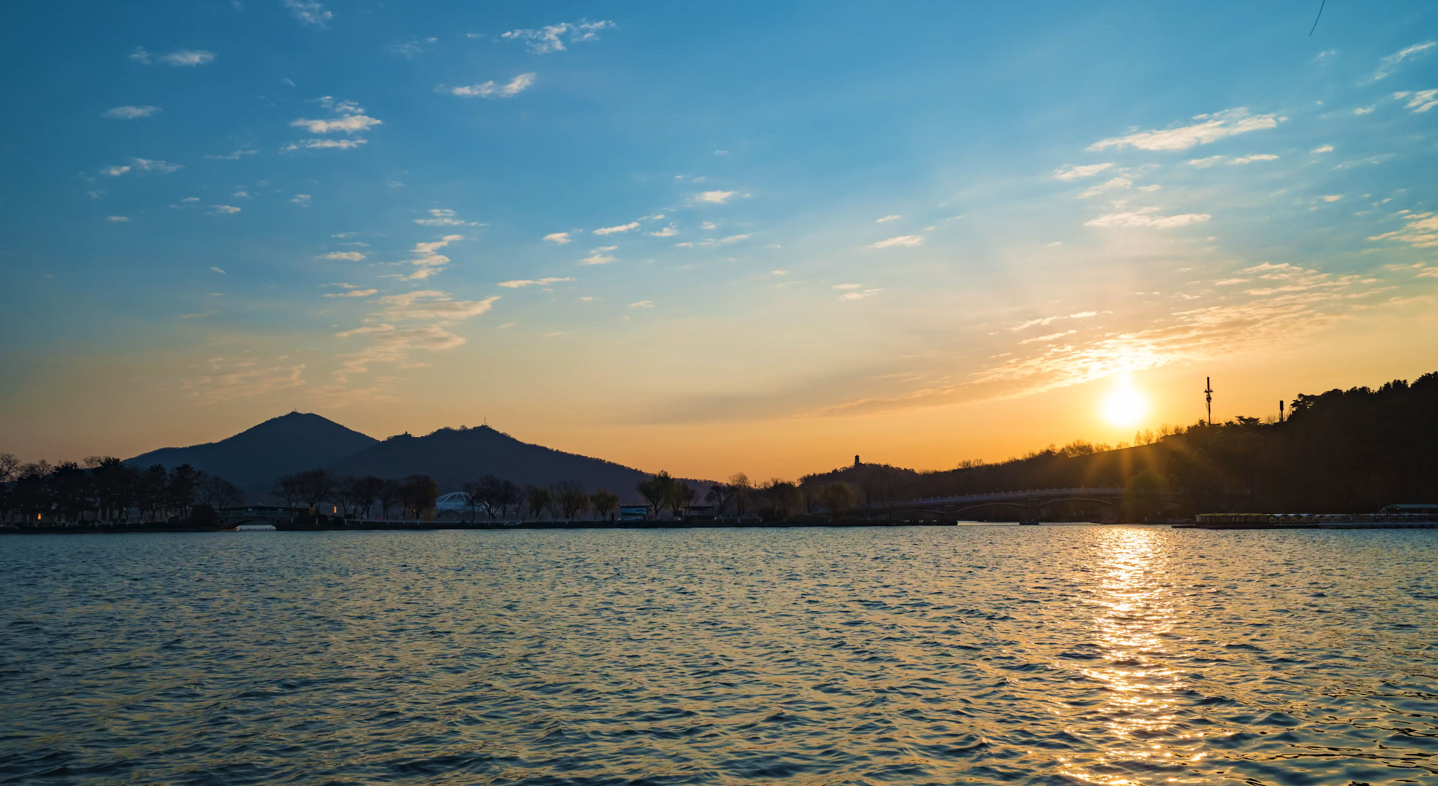 南京紫金山玄武湖日出延时素材4k