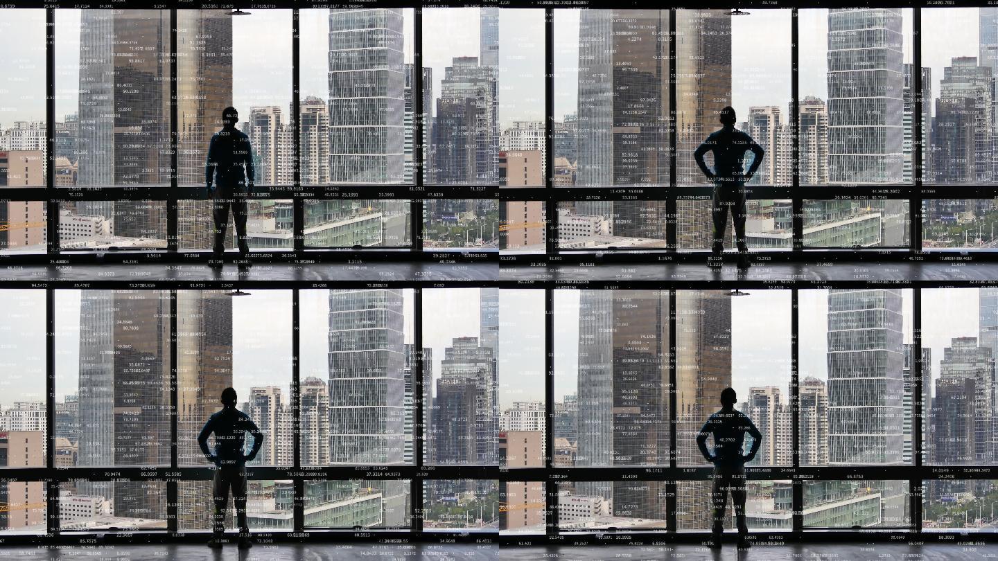 商人从窗口俯瞰城市