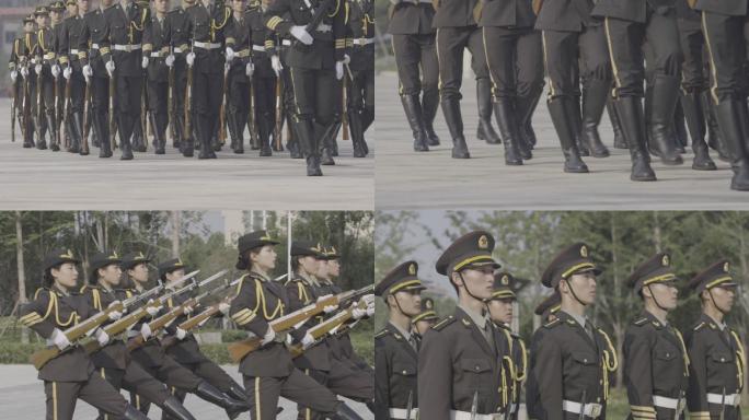 高校仪仗队升旗仪式仪仗队护卫队