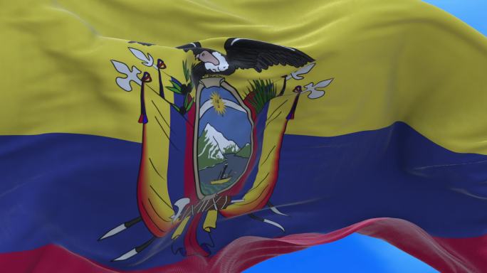 厄瓜多尔国旗旗子飞舞