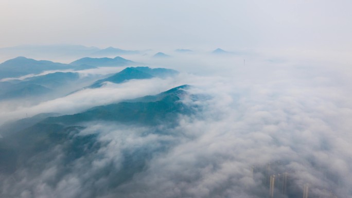 4K航拍中山五桂山云海日出延时全景