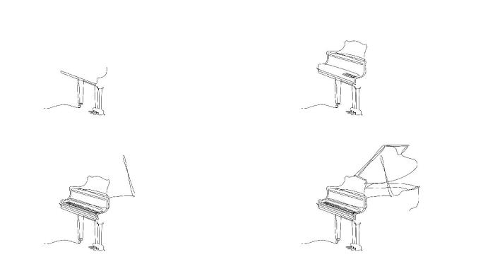 自动绘制大钢琴的连续线条动画