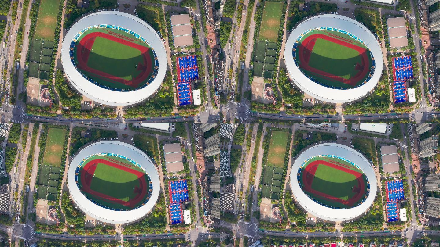 上海浦东新区源深体育中心俯拍城市街景俯瞰