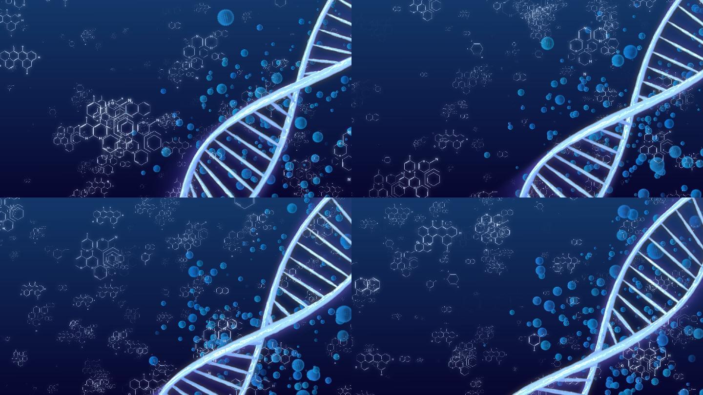 显微镜监控动画背景下的DNA双螺旋