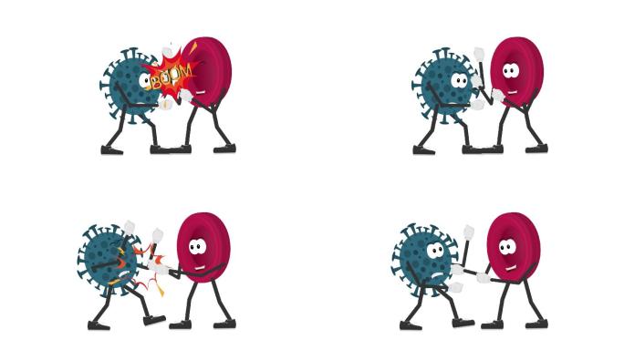 免疫对抗病毒的动画。