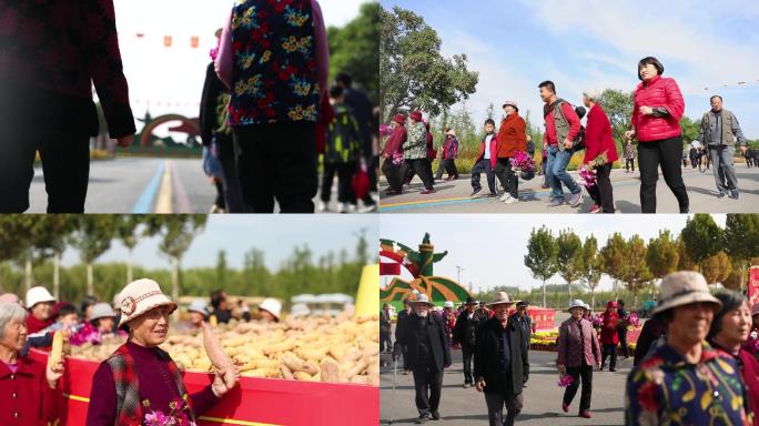 实拍 老年人旅游 老年人逛公园