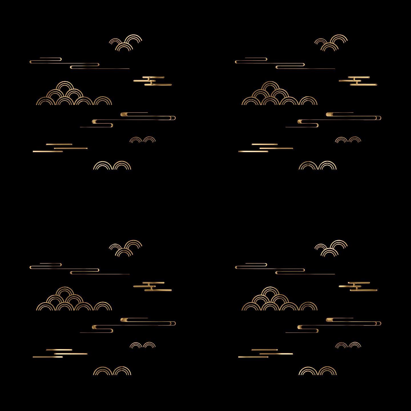 3D流动光影金色云纹 传统纹样【带通道】