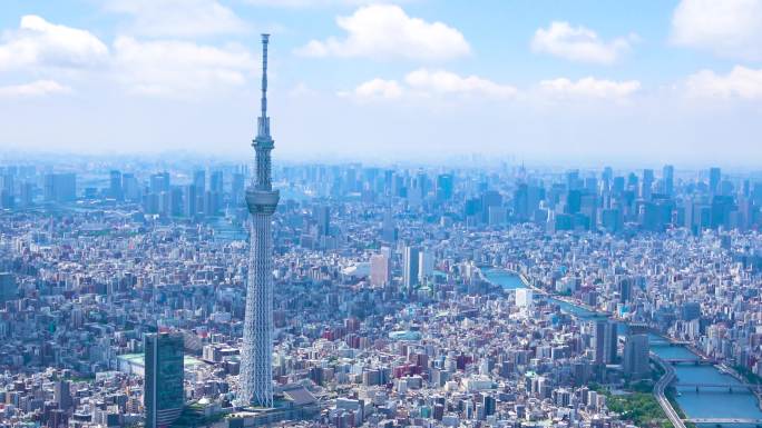 东京城市航拍地标电视塔全景俯瞰
