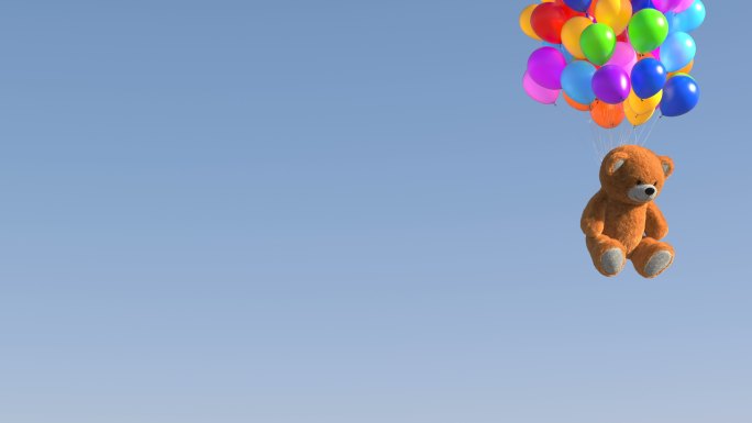 蓝色背景上有泰迪熊的生日气球