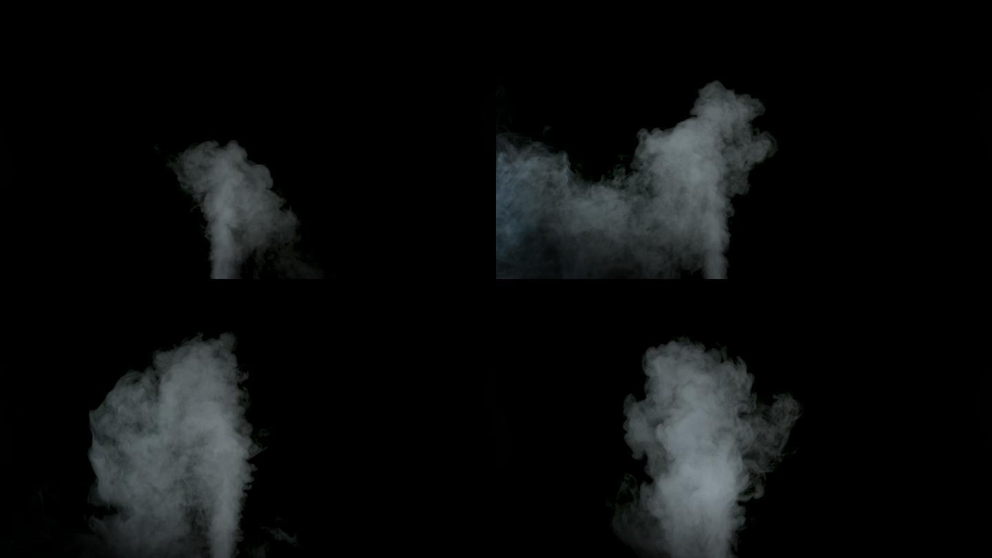 黑色背景上的加湿器蒸汽视图