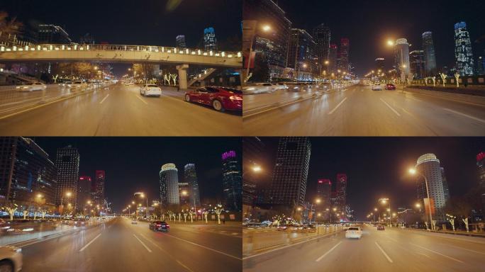 车载拍摄北京CBD 车拍城市道路