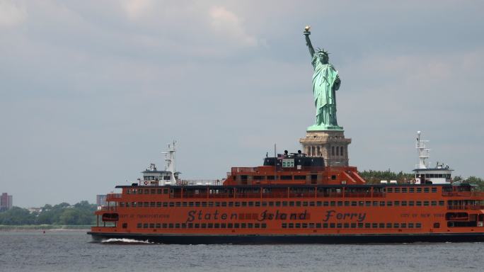 自由女神像美国纽约港口美国梦