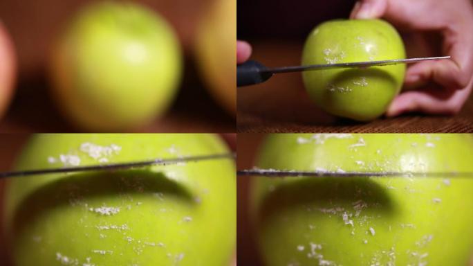【镜头合集】小刀刮青苹果表面