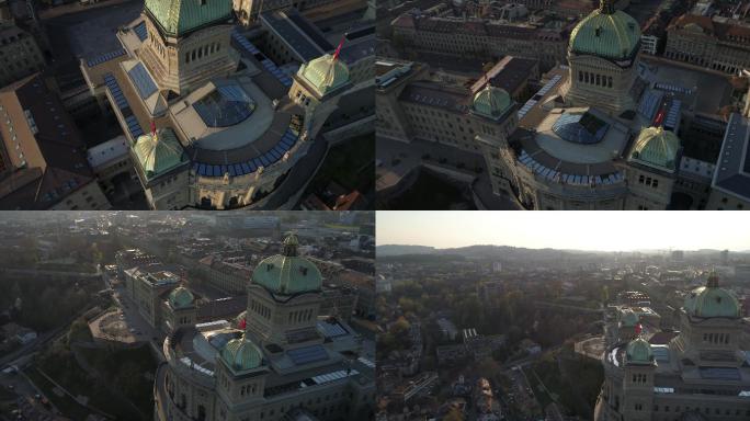 伯尔尼联邦大厦瑞士首都航拍鸟瞰全景宣传片