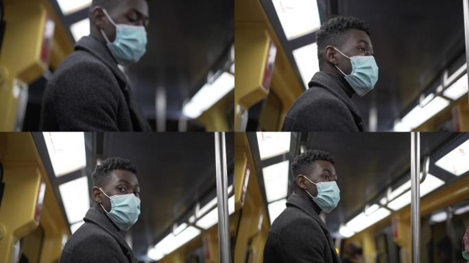 地铁上的男子通勤者黑种人城市交通