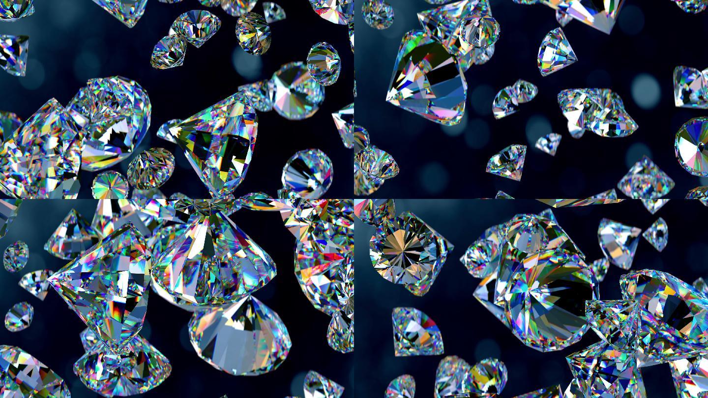 掉落的昂贵钻石奢华背景水晶戒指婚礼婚庆