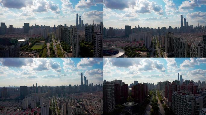 上海浦东新区张杨路城市街道航拍 城市全景